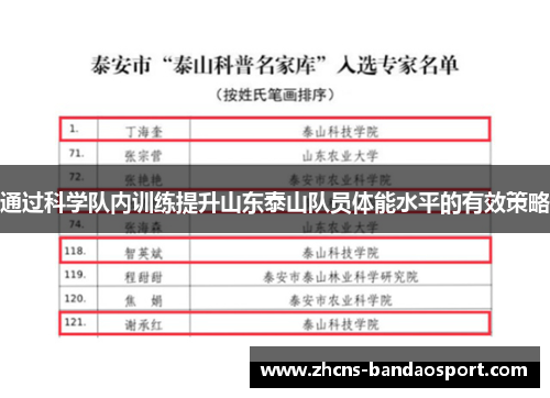 通过科学队内训练提升山东泰山队员体能水平的有效策略